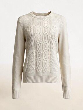 Ben Sherman Women’s Cream Cable Knit Crewneck Sweater Size M